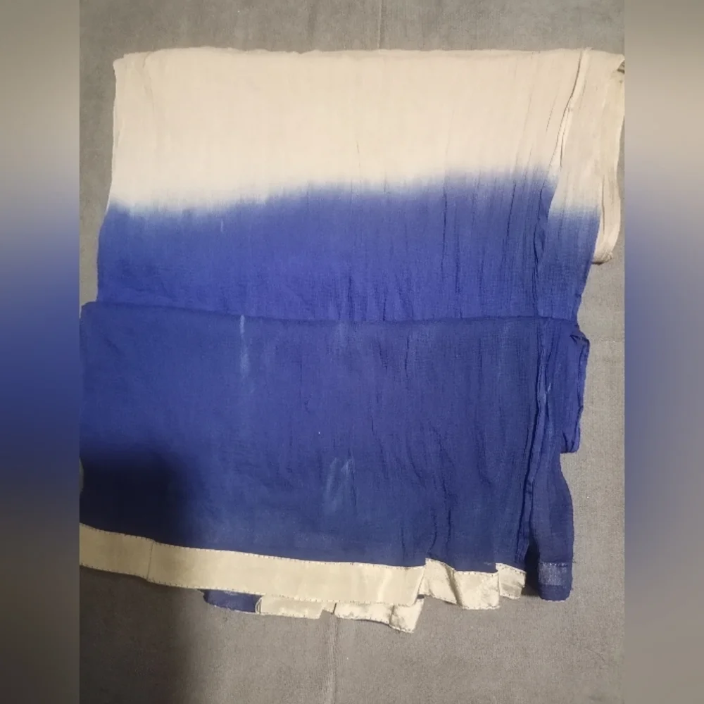 Blue and Gold Trim Ombré Scarf/Dupatta